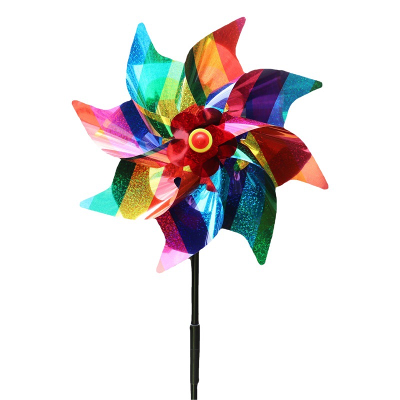 24CM octagonal laser windmill for children wholesale stall pastoral bird repellent color plastic decorative stall toy diy