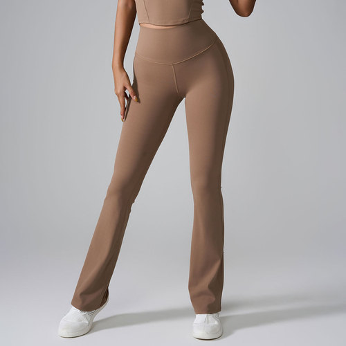 Ins 2024 Western and Eastern Cross-border New Yoga Pants, Antibacterial Bare Feel No Underwear Wider Peach Yoga Pants