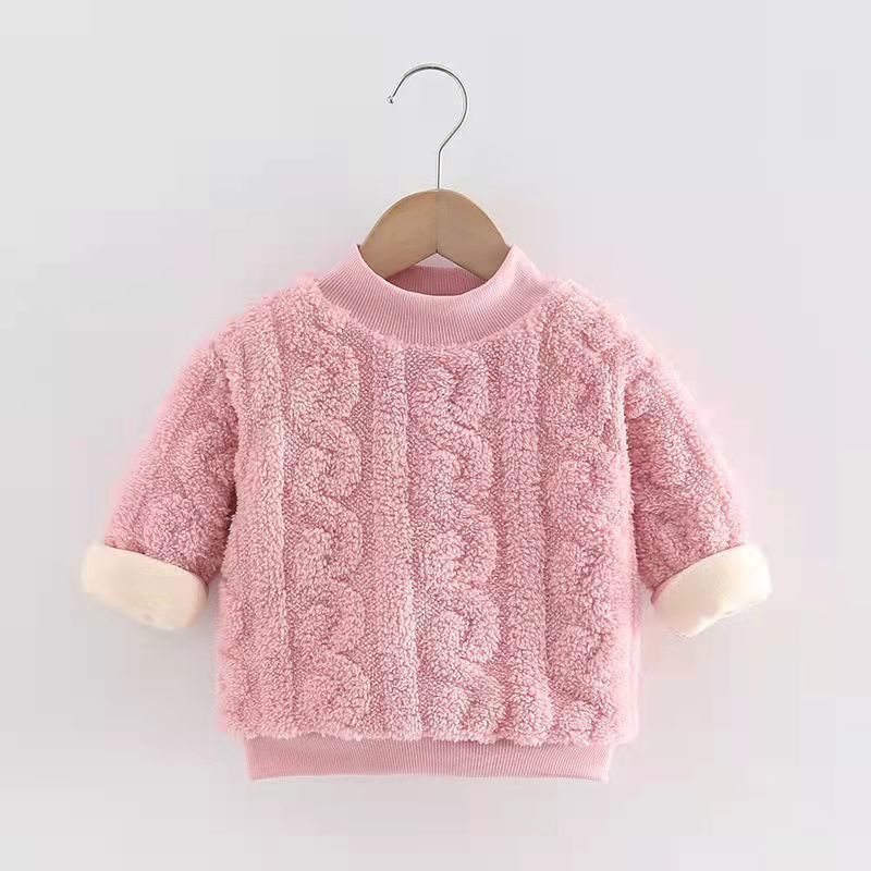 宝宝套头衫2021秋冬装新款儿童卫衣加绒套头毛毛衣韩版保暖上衣