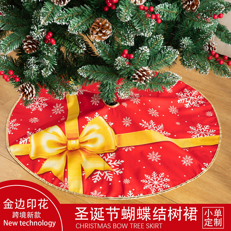 Nuevo estilo transfronterizo vestido de árbol con lazo de Navidad artesanía estampado de Phnom Penh decoración de árbol de Navidad decoración de escena accesorios