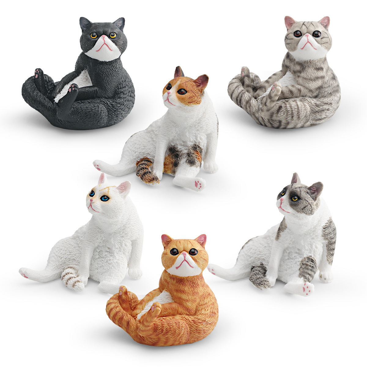 Simulación transfronteriza de aves de corral mascotas modelo de animales gato naranja gato flores gatos animales estáticos juguetes de decoración de mesa