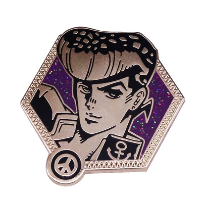 JOJO's Bizarre Adventure Glitter Brooch Anchor Peace Sign Badge Decoration Accessory for Anime Fans and Enthusiasts