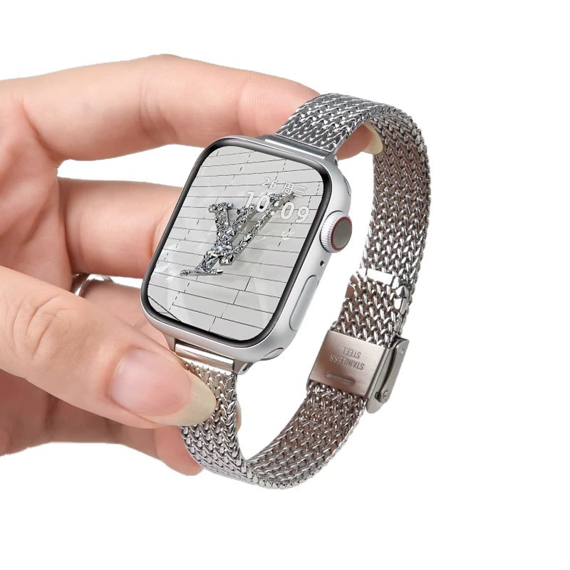 Подходит для стального браслета Apple iwatch, стальной метал, структура пшеничных ушей, рашельем сеть двойного зажима, маленькая талия женские ремешки часов