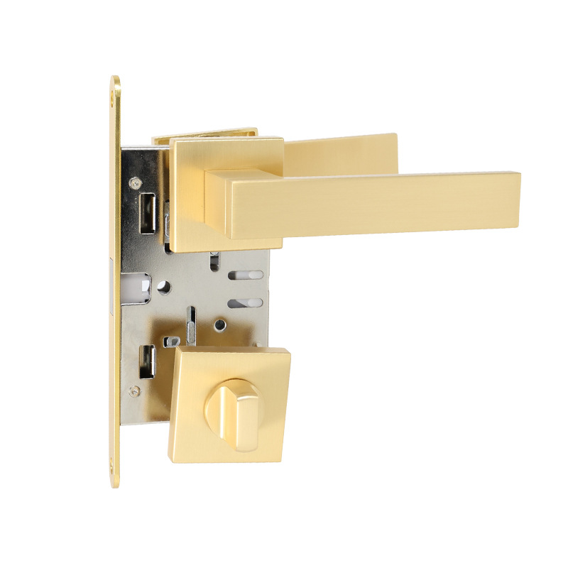 Cerradura de puerta de baño cuadrada simple personalizada aleación de zinc puerta interior de madera cerradura de tornillo cerradura de mano cerradura magnética de la puerta del hotel