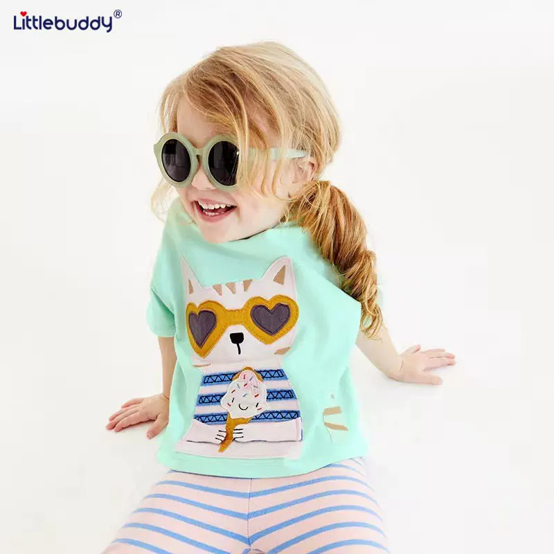 littlebuddy欧美风短袖童t恤夏季童装装T恤童棉短袖童T恤