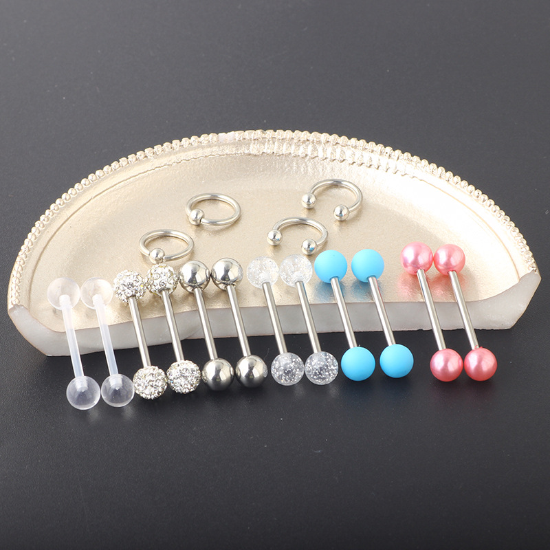 Rose Gold 16Pcs Stainless Steel Nipple Ring Set with Safety Lock Design Body Piercing Jewelry detail image 16