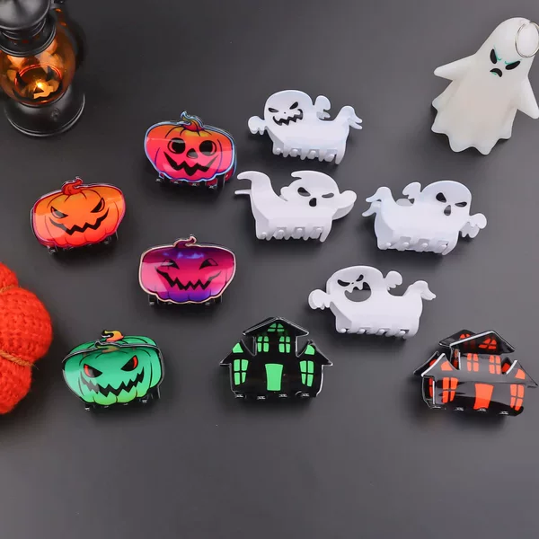 Gores Jewelry Halloween Ghost Pumpkin Clip Funny Hairpin Back of Head Shark Clip Hair Accessories for Women