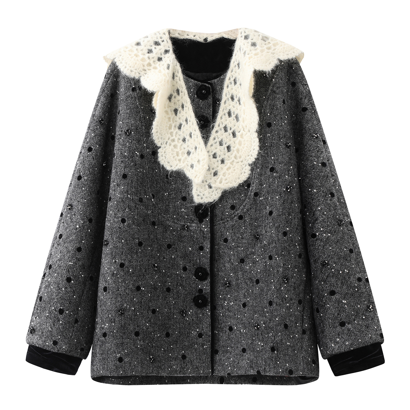 Spot 2025 New Winter Shawl Style Crocheted Detachable Collar Woolen Outwear Lf25D41Sy063