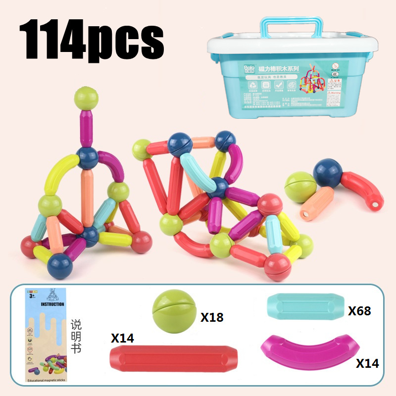 Juguete Magnético Infantil Tipo Varillas, Método Montessori para Educación Temprana y Creatividad - Juego de Construcción