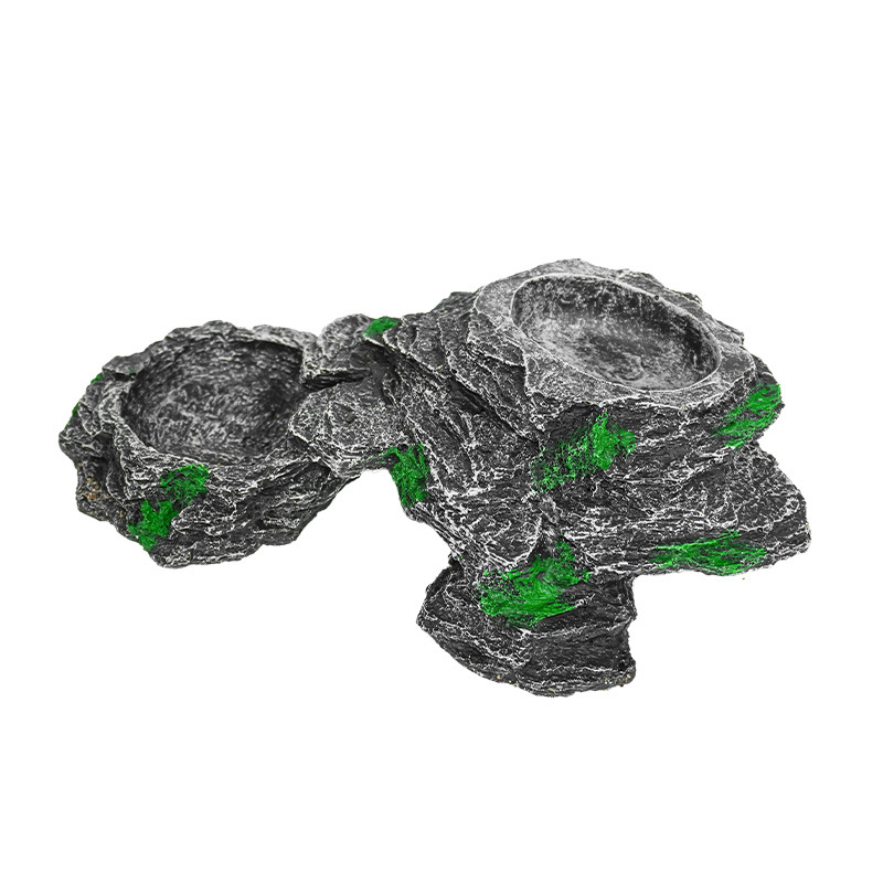 Tazón de alimentación de doble plataforma, plataforma de escalada de tortuga, plataforma de secado, cuenca de agua de tortuga de roca, plataforma flotante, villa de alimentación, paisaje