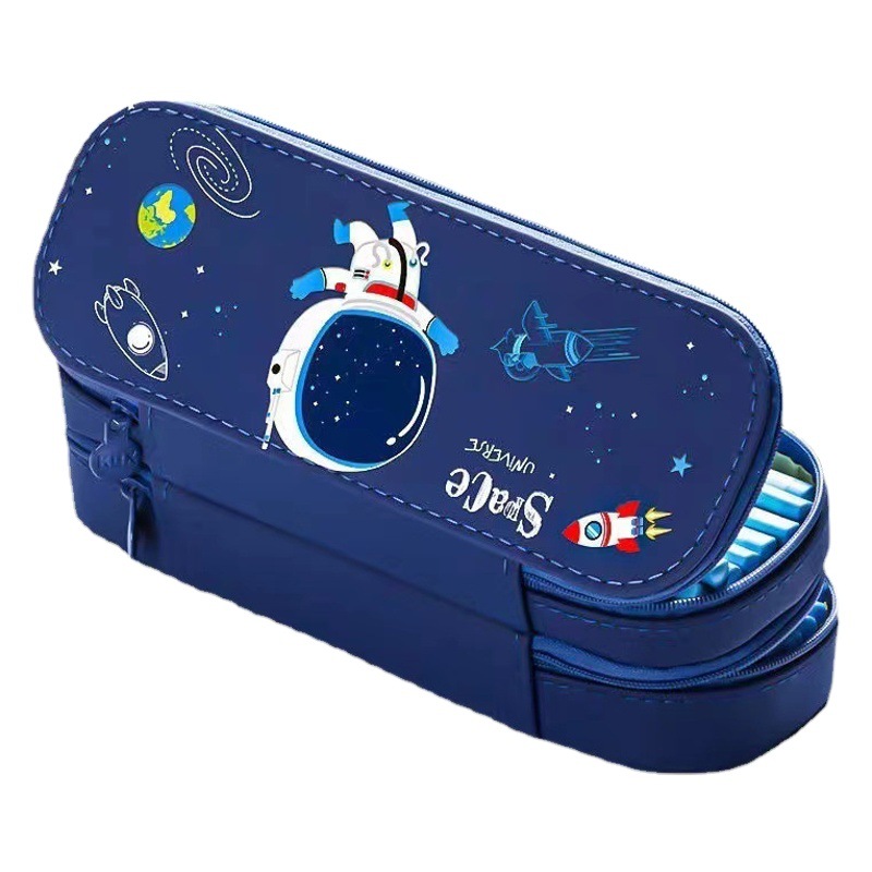 De doble capa de gran capacidad astronauta Chicos de alta apariencia ins caja de lápiz simple caso de lápiz de estudiante Caso Premio