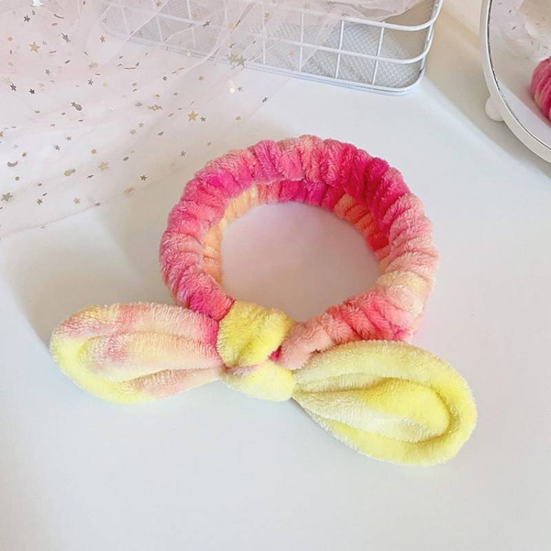 Europa y América transfronteriza arco colorido banda de pelo femenino cara lavado maquillaje elástico banda de pelo de felpa diadema accesorios para el cabello al por mayor