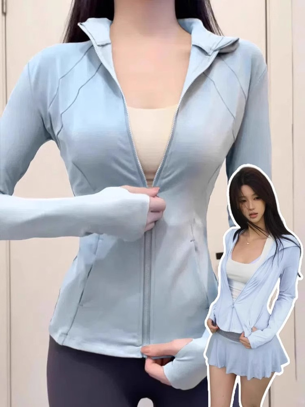 女性のためのスタンドアップカラースリム日焼け防止服 2025 新しい抗 UV ヨガ服夏薄いアイスシルククールジャケット女性のための|undefined