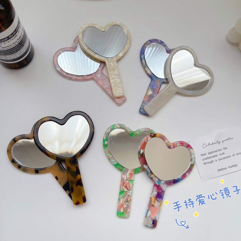 武のアクセサリの韓国の復古の酢酸の板材の鏡のファッション的な幾何学の携帯の愛の鏡を集めて化粧を直します。|undefined