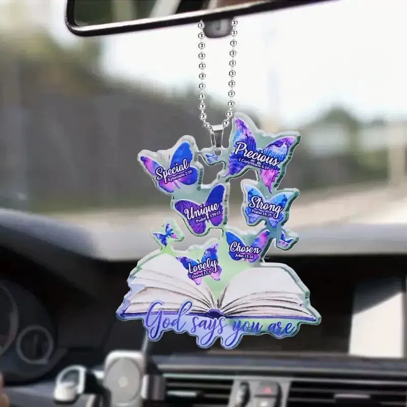 Трансграничная новая бабочка книга кулон 2D плоская подвеска автомобиль зеркало заднего вида кулон рюкзак брелок украшение ракетка