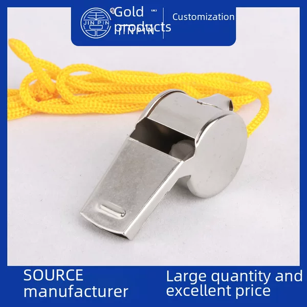 Iron edge covered whistle 6-shaped metal referee whistle first aid whistle with lanyard OPP independent packaging foreign trade export