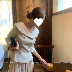 现货花hua 高干女主~韩版气质收腰显瘦双排扣西装外套
