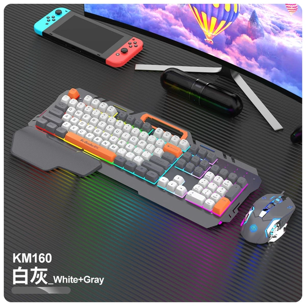 Viper KM160 keyboard and mouse set color block white gray