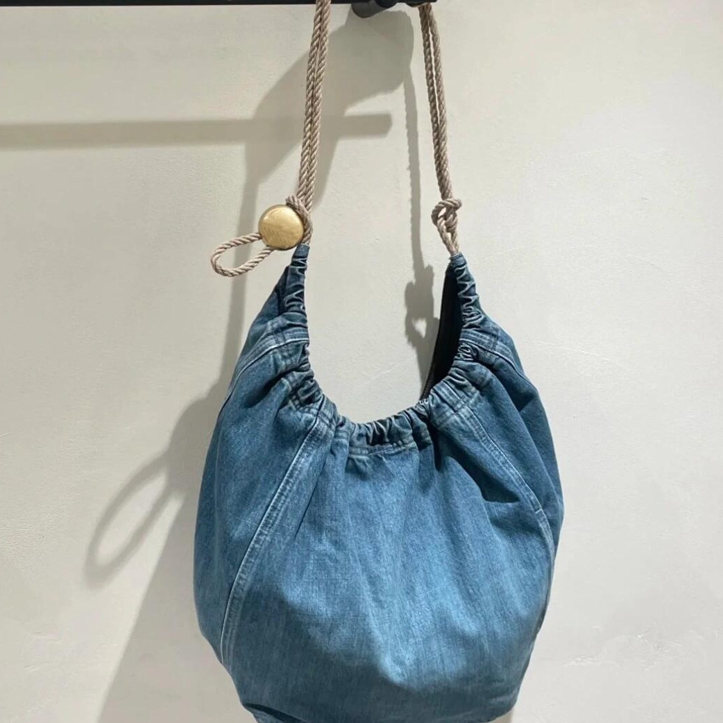 Cowboy tote for women new trendy high-end texture niche commuting large capacity drawstring single shoulder_voghion.com