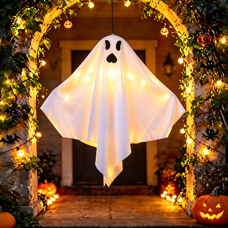 Transfronterizo Halloween LED iluminado fantasma decoración colgante fantasma chandelier horror patio props de Halloween