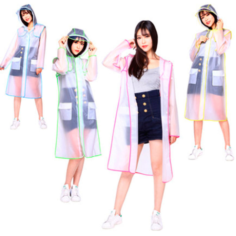 Non-disposable transparent raincoat for travel and hiking, suitable for adults, men, women, and students, EVA raincoat, single-person cardigan rain poncho