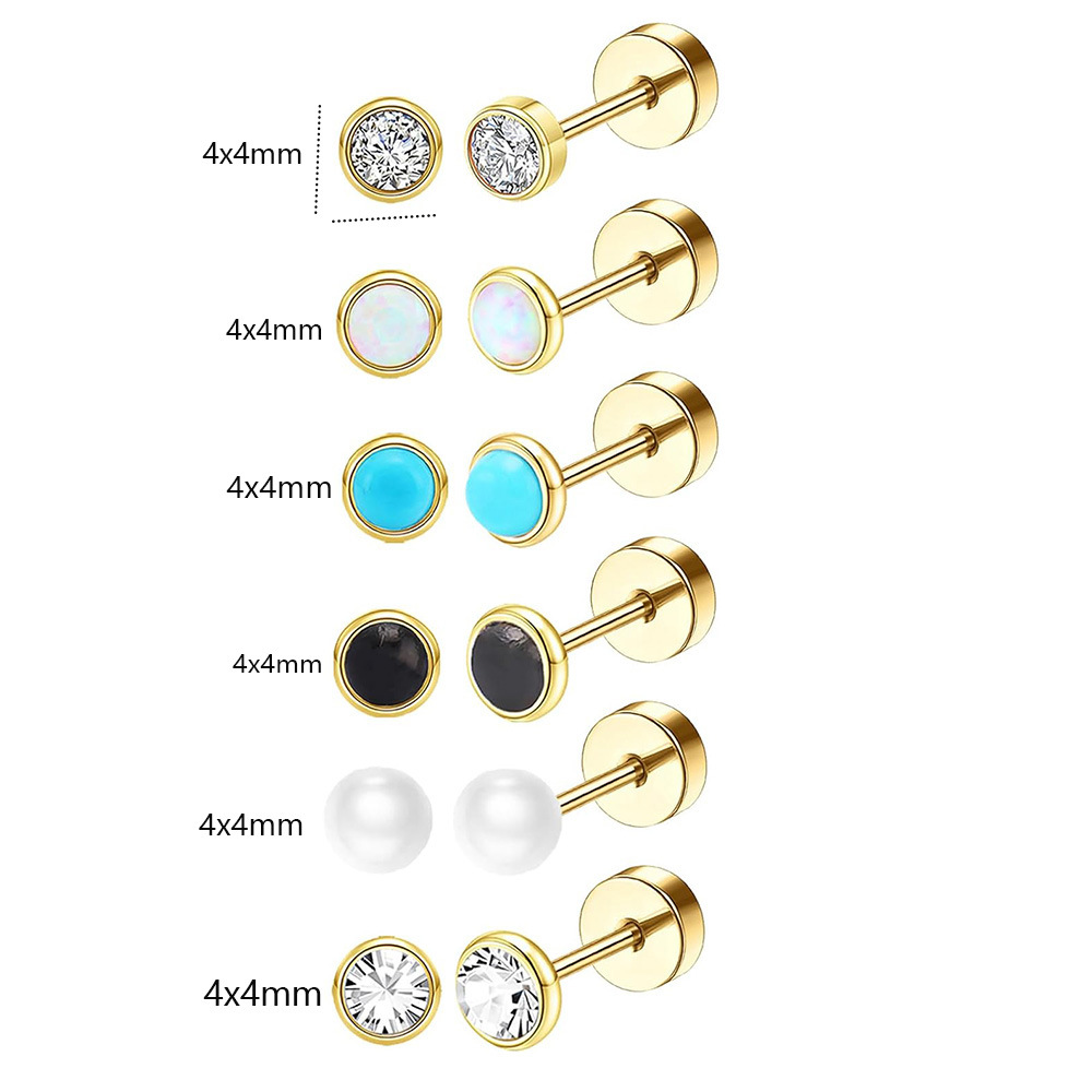Simple Star Stainless Steel Ear Piercing Jewelry Set - 10-12 Pairs Cartilage Earrings, Twist Ball Earrings for Sleeping detail image 11