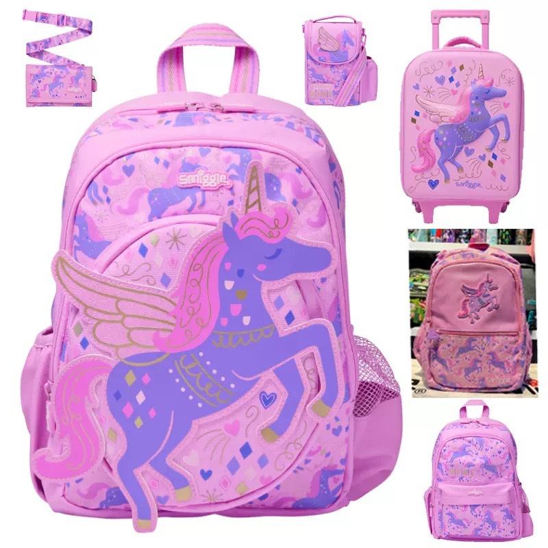 Australia Smiggle Unicornio de dibujos animados mochila de hombro para niños mochila de comidas para estudiantes primarios