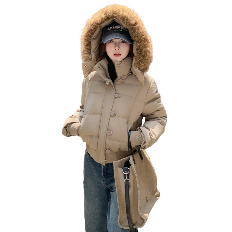 Coreano desmontable sombrero abrigo de algodón de cuello de lana mujer 2025 invierno nuevo abrigo de algodón corto suelto y delgado image 6