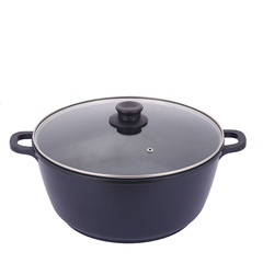Stainless steel double-handled household pot, universal kitchen pot with non-stick coating and double bottom made of aluminum