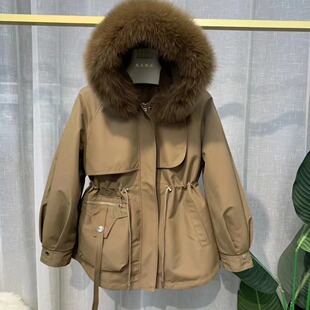 Popular Parker Women's 2024 Winter New Rex Rabbit Fur Liner Jacket Detachable Fox Fur Collar