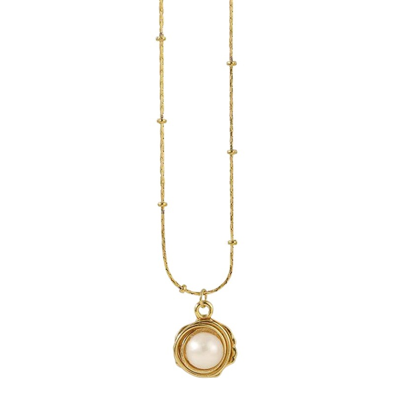 Collar con colgante de concha de perla natural irregular europea y americana, joyería minimalista vintage barroca de cobre chapado en oro, versátil image 1