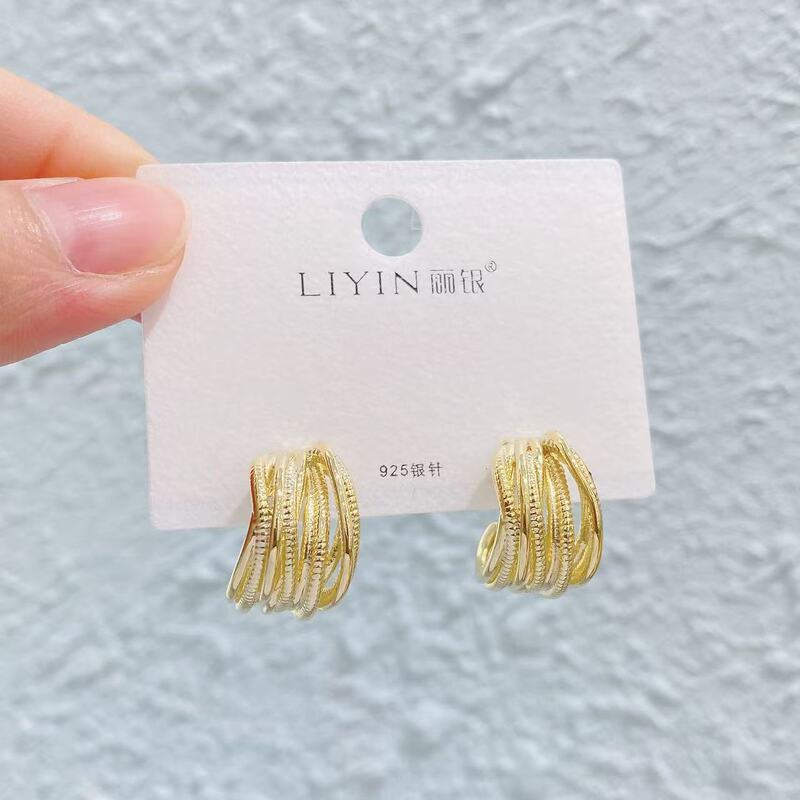 Liyin/Libeliying S925 シルバー針 C タイプイヤリングハイエンドファッション個性ニッチイヤリング女性のためのヨーロッパとアメリカの INS|undefined