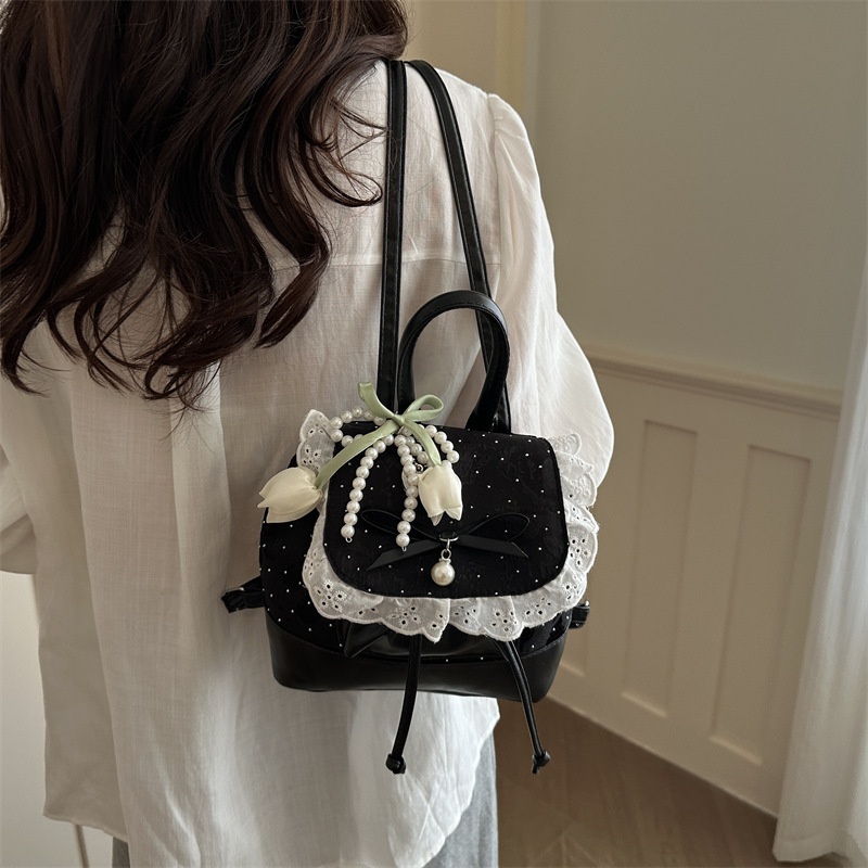 2026 nuevo encaje de moda coreana de estilo chica bolsas de mano, alta calidad, mochila de hombro versátil
