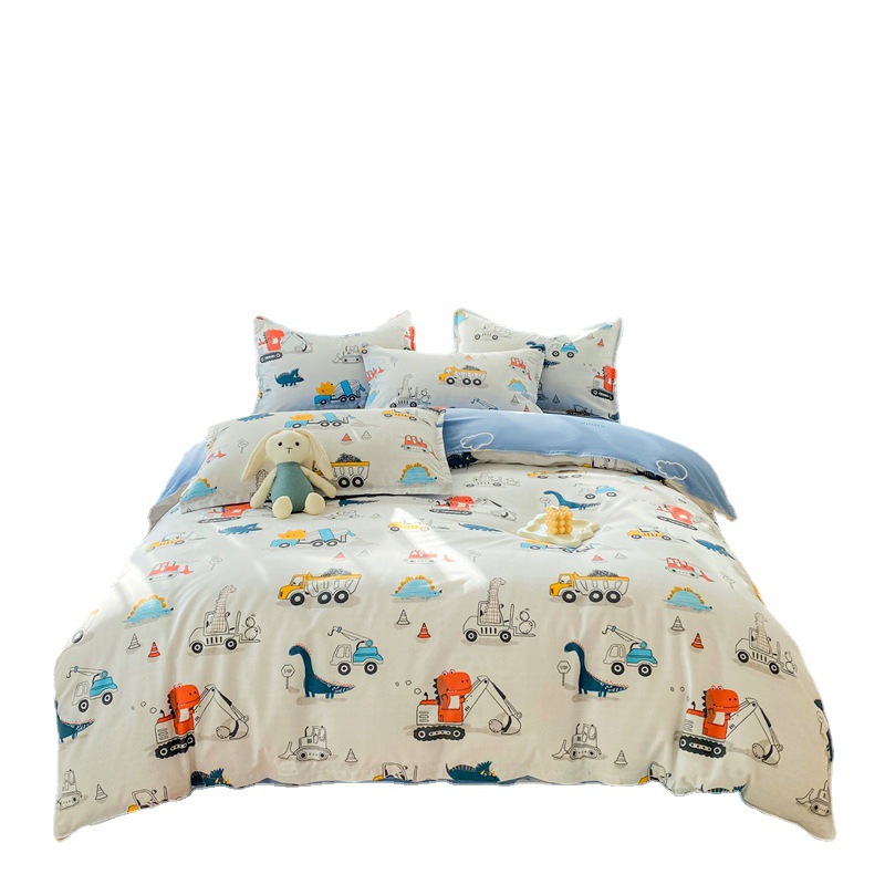 Un tipo de funda de edredón de algodón de algodón, funda de edredón, tela de una sola pieza, grado materno e infantil, funda de edredón individual, dibujos animados de verano