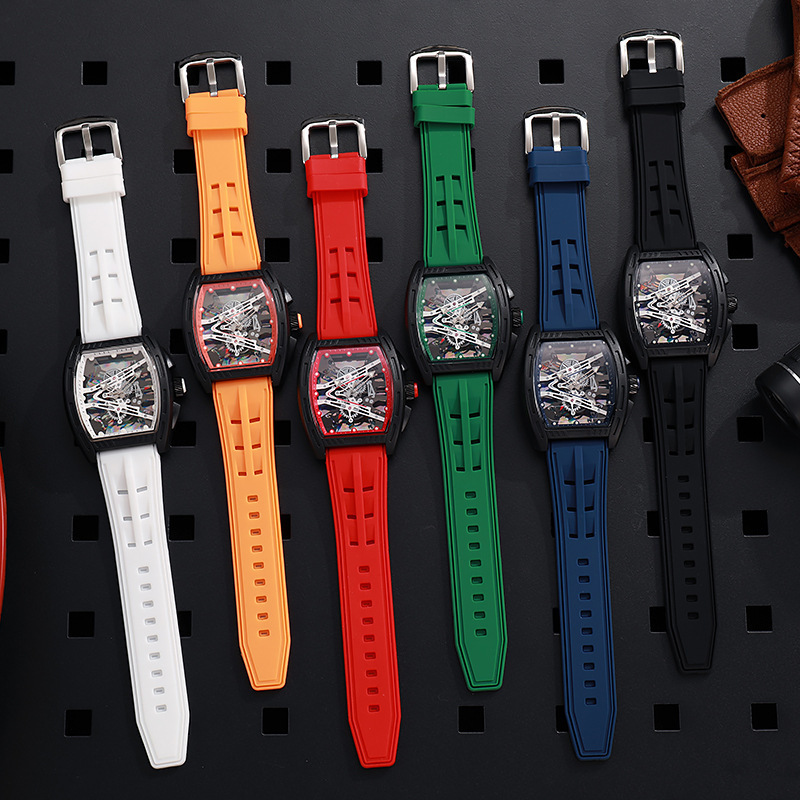 Wine Barrel Richard Hollow Fashion Men's Watch Men's Watch Silicone Strap Wristwatch Quartz Watch Wholesale