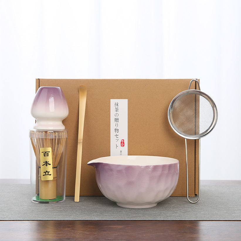 Juego de matcha degradado de matcha de estilo japonés exclusivo transfronterizo, cepillo de té Baibenli, juego de 5 piezas de herramientas de té de la dinastía Song
