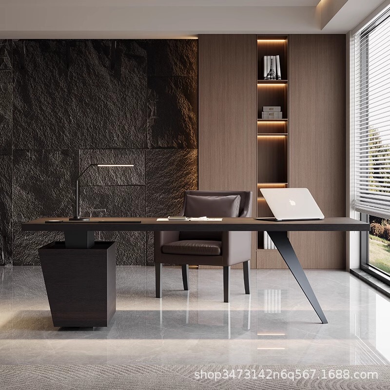 Italian Style Minimalist Solid Wood Smoked Desk Home Study Living Room Owner Computer Desk Modern Design Master Advanced Sense