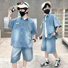 男童夏装新款中大童牛仔套装2025韩版儿童薄款男孩两件套一件代发