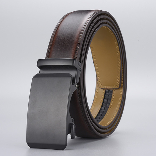 New high-grade cowhide leather belt for men's business, versatile for young and middle-aged people, Guangzhou alloy automatic buckle source manufacturer wholesale