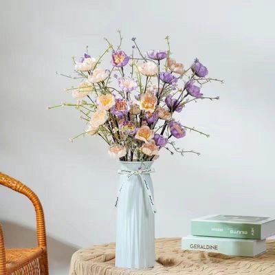 批发仿真杜鹃花客厅摆设花瓶餐桌芙蓉蝶恋假花风装饰花束插花摆件|ms
