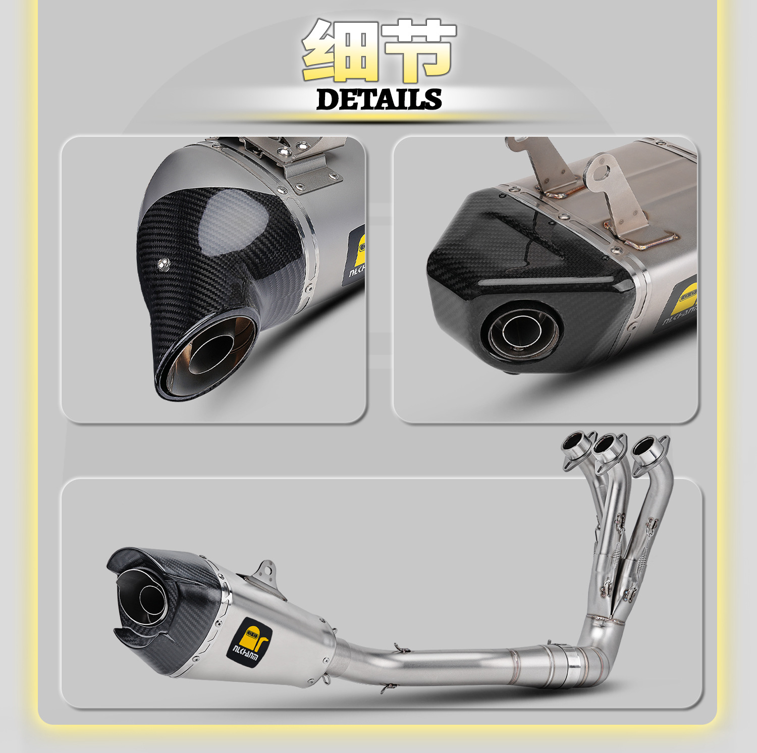 Yamaha Mt-09 14-23 Motorcycle Modified Exhaust Pipe with Direct Bottom Exhaust, Stainless Steel Full Section, Non-Destructive Installation