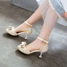 女童小香风鞋公主鞋儿童高跟礼服鞋小学生舞台主持走秀演出鞋大童