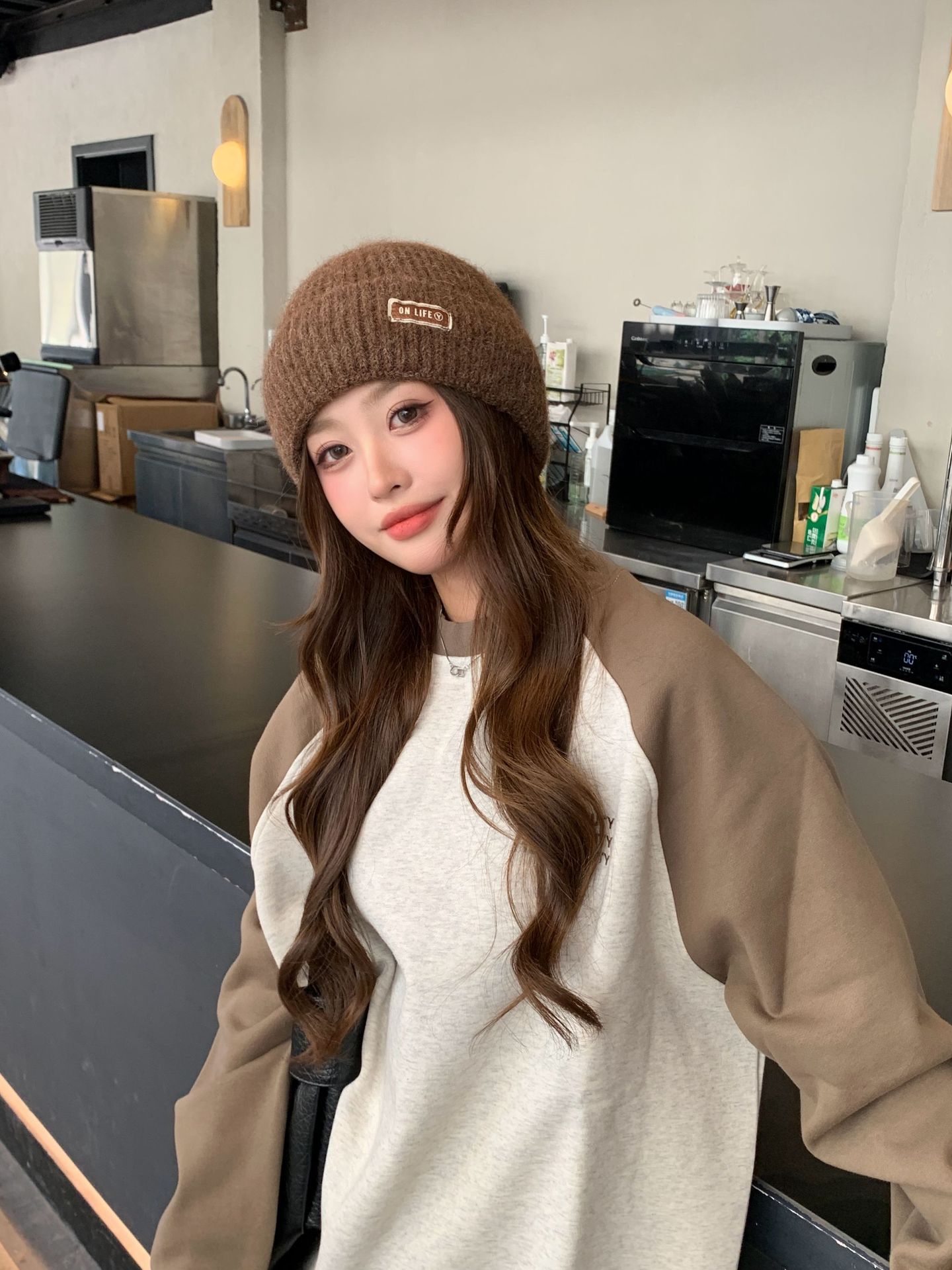 Solid Color Large Head Circumferece Face Slimmig Postpartum Autum Witer Fleece Lied Cold Thick Kitted Hat For_voghion.com