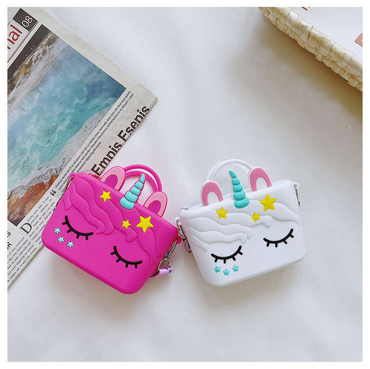 90g Weight Nylon Lining Material Zipper Closure Type Single Shoulder Strap Strap Type Animal Pattern White, Pink, Red Color Cute Cartoon  Silicone Bag 21