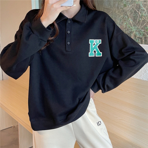 Elegant Vintage American Style Polo Hooded Sweatshirt for Women, Apricot Color, 2025 Letter Print, Spring and Autumn Thin Long-Sleeve Sweatshirt