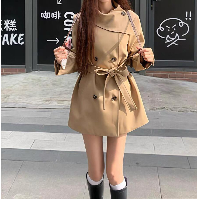 MIU系千金2025秋季网红新款英伦风双排扣韩版通勤风衣外套女上衣|undefined