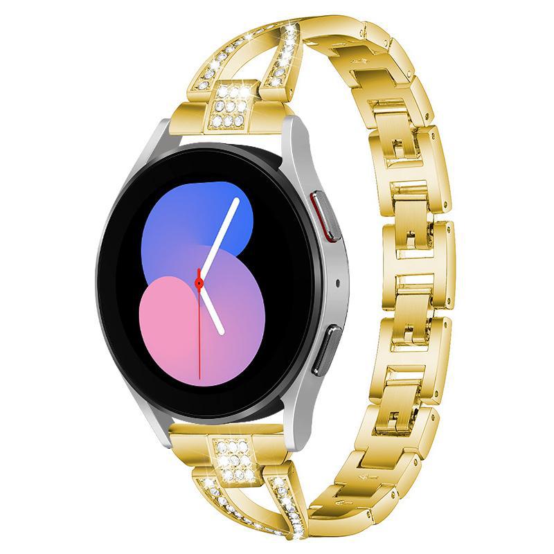 Para el Samsung Galaxy Watch8 / 8 Clásico una sola fila de correa de metal de acero inoxidable con diamantes