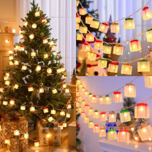圣诞新款礼物盒LED灯串圣诞树装饰氛围小夜灯星星橱窗少女心彩灯