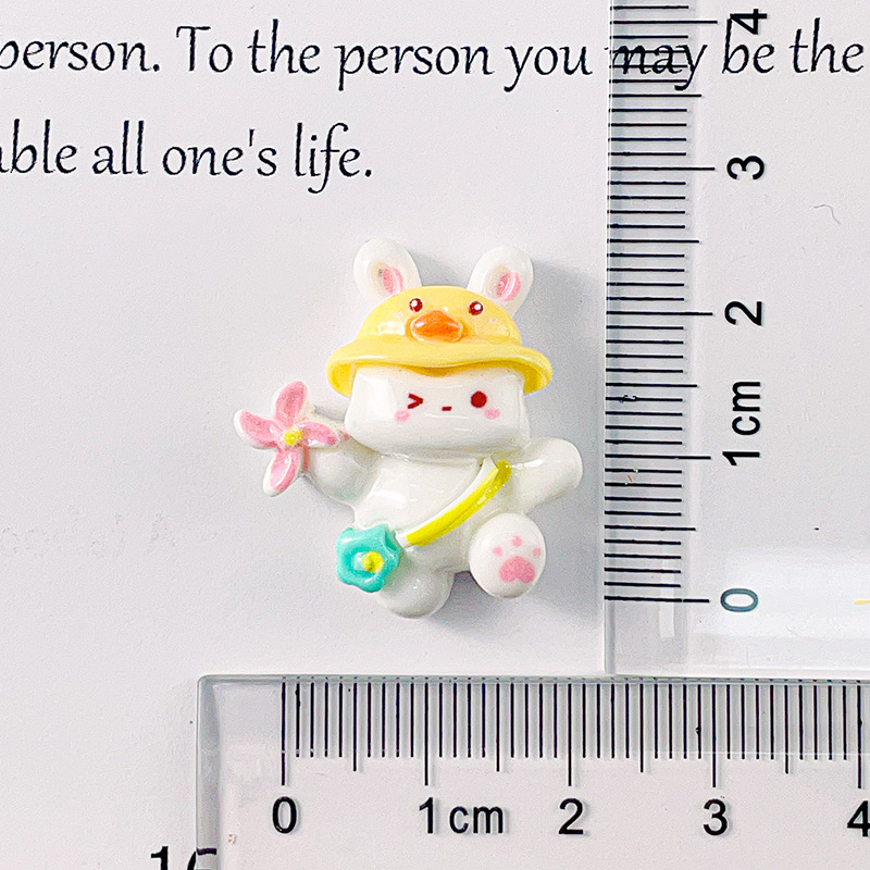 Nueva historieta brillante Luna conejo resina Accesorios helado DIY crema pegamento etiqueta engomada del refrigerador horquilla al por mayor