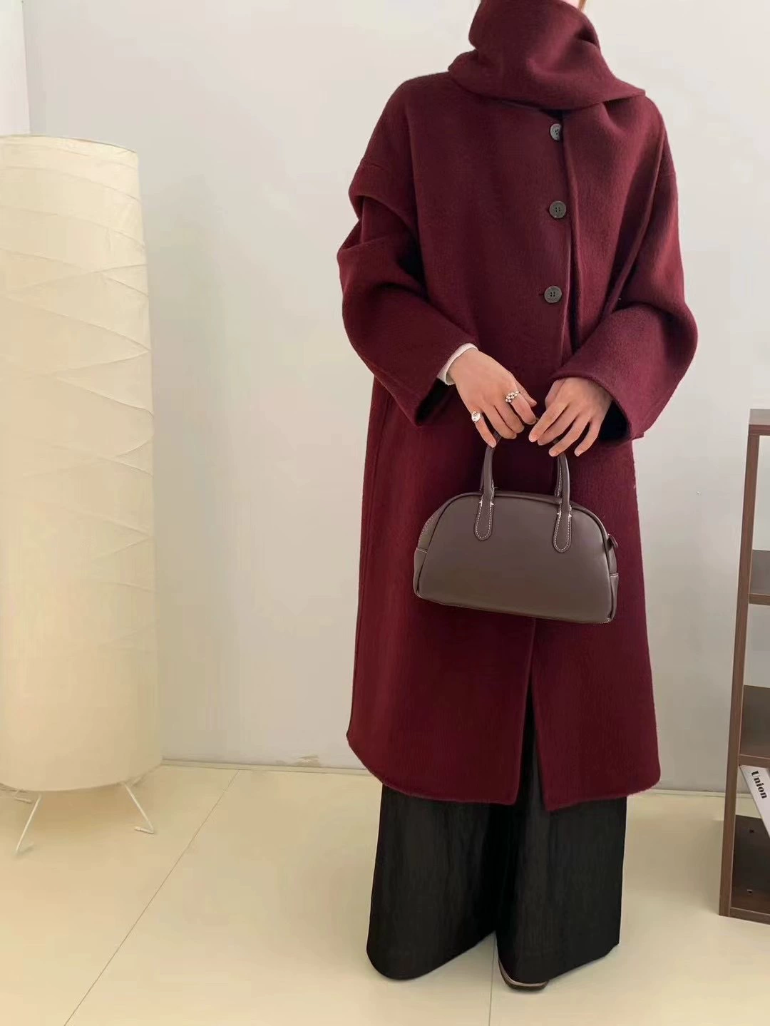 【Хайннинг】Шэн Сяо 2024 осень и зима жакет из yak velvet mulberry silk wool одинарное ревизия шарф-пальто